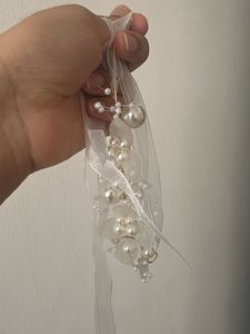korean style White Pearl Floral Hairband