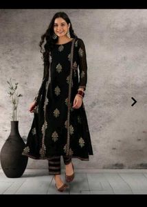 Sangria Black Embroidered Kurta set