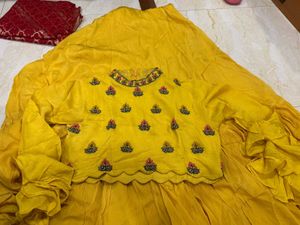 vibrant yellow embroidered lehenga choli