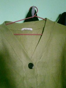 Green Button-Down Cardigan