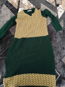 Elegant Green &amp; Beige Kurta woolen