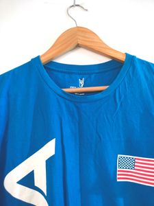 Blue With White Printed T Shirts (Men's)