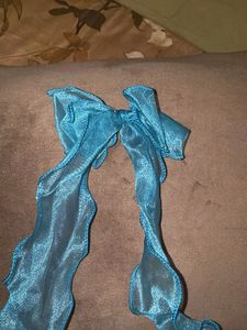 Sparkling Teal Ribbon Hair Tie