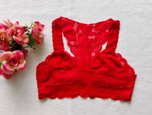 Red Lace Bralette Crop Top