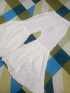 White Embroidered Sharara Pants