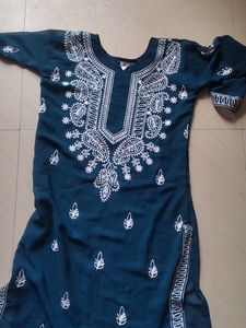 Embroidered Teal Kurta