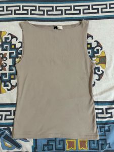 Sleek Taupe Sleeveless Top