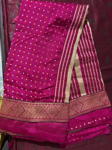 Vibrant Pink Bandhani Saree