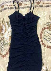 H&M Black Ruched Mini Dress