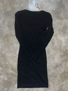 ZARA Woman Black Ribbed Square Neck Mini Dress