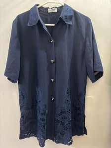 Elegant Navy Blue Lace Dress