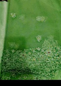 Unstitched Elegant Mint Green Embroidered Kurta Se
