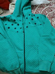 Teal Polka Dot Zip-Up Hoodie