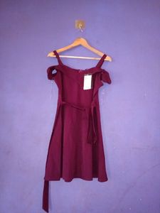 Burgundy Off-Shoulder Dress