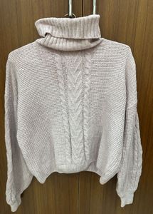 Lavender Cable Knit Turtleneck Sweater