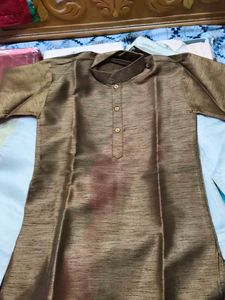Boys Ethnic Kurta Dhoti Set | Gold &amp; Brown Festive