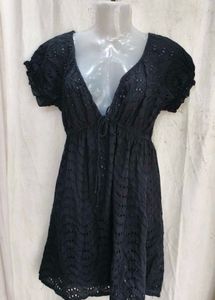I. Chic Navy Broderie Anglaise Mini Dress