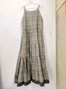 Combo Flared Shrug And  Ethnic Print  Dress