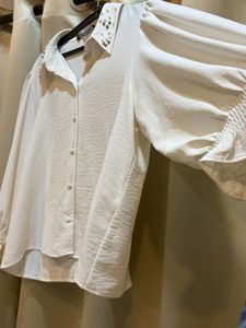 Elegant White Embellished Collar Top