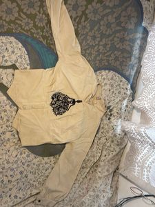 Elegant Beige top with Black Embroidery