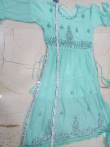 Elegant Aqua Embroidered Kurta Set