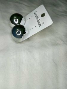 chunky metallic steel Silver Ball Earrings y2k