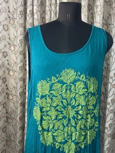Teal Tank Top with Mandala Print