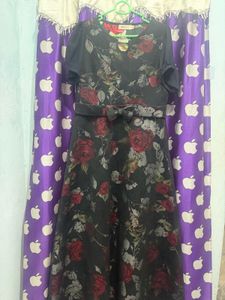 Floral Print Maxi Dress with Bow