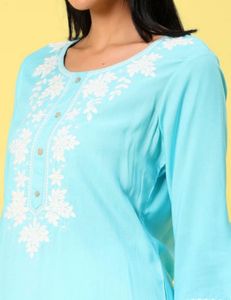 Beautiful Blue Embroidered Kurta