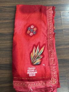 Beautiful Red Saree with Printed Design