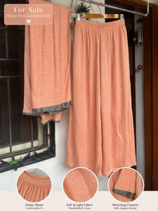 Peach Palazzo Pant & Chunri Set