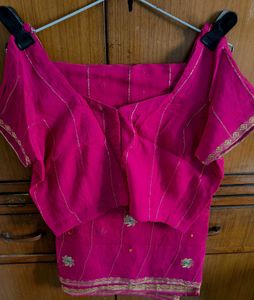 Vibrant Pink Embroidered Saree