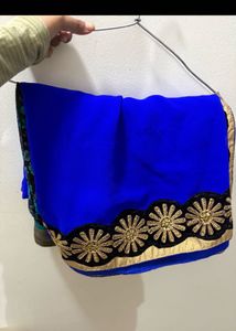 Royal Blue Embroidered Saree