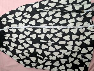 Black Heart Print Midi Skirt
