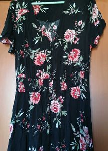 Floral Print Maxi Dress - XL Size