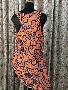 Orange Floral Print Sleeveless Top