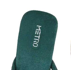 Green Embellished Flip Flops