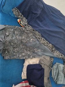 Cut work Elegant Grey Embroidered Saree