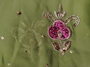 Olive Green Embroidered Saree