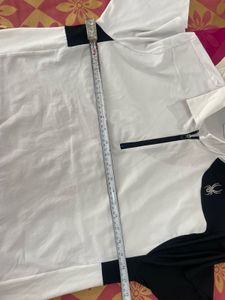 spyder Men's White &amp; Black Zip Polo Shirt
