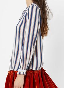 Only - Striped Ruffle Neck Blouse