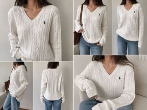 Polo Ralph Lauren Cable Knit Cotton V neck sweater