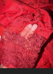 embroidery Red Kurta Set