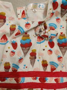 Ice Cream &amp; Strawberry Printed Lovely Frock