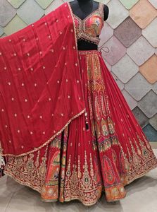 Red Embroidered Lehenga Choli Set