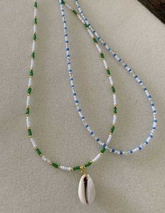Beaded Necklace with Shell Pendant