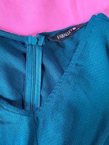 Teal Twist Front Peplum Top