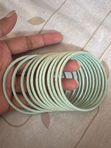 Elegant Pastel Green Velvet Bangles Set