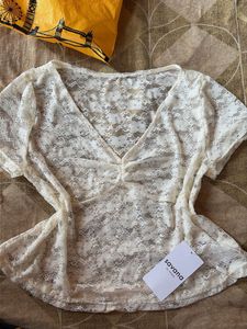 Sheer Lace V-Neck Top