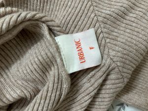Twisted Neckline Ribbed Sweater